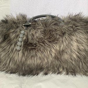 Faux Fur Grey Large Purse/ Tote Bag